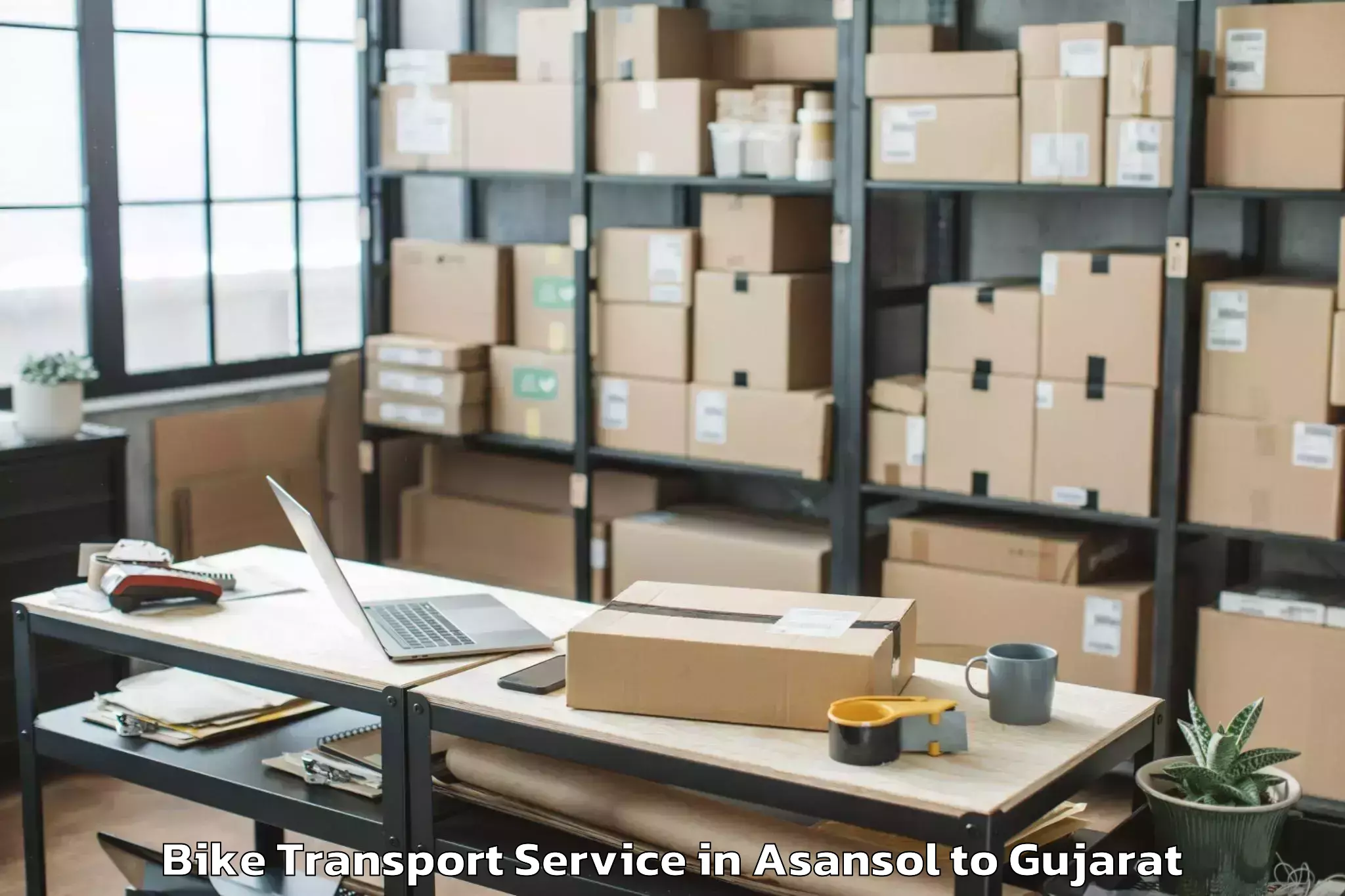 Book Asansol to Ganpat University Mehsana Bike Transport Online